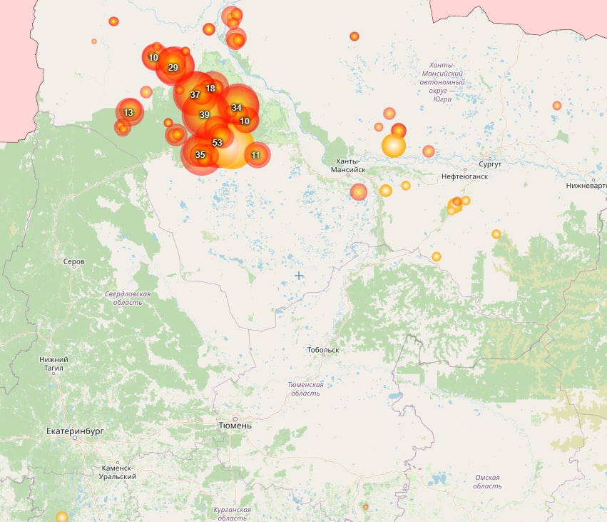 Карта пожаров тюмень