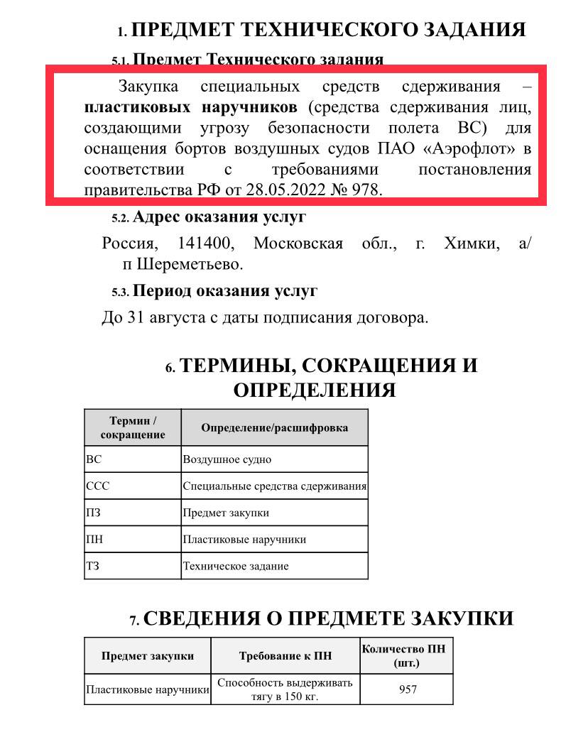 &laquo;Аэрофлот&raquo; решил заказать пластиковые наручники, чтобы усмирять авиадебоширов