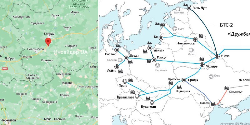 Карта трубопроводов дружба